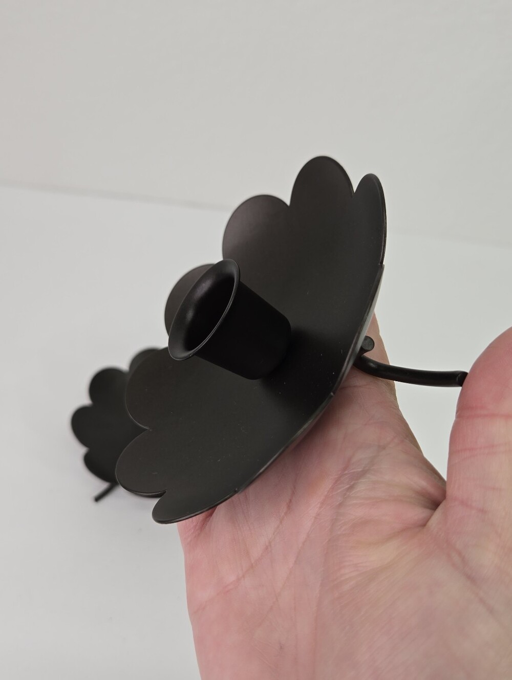 PartyLite Black Metal Scallop Flower Taper Candle Holders Creative Capers Set 2 - Picture 6 of 16